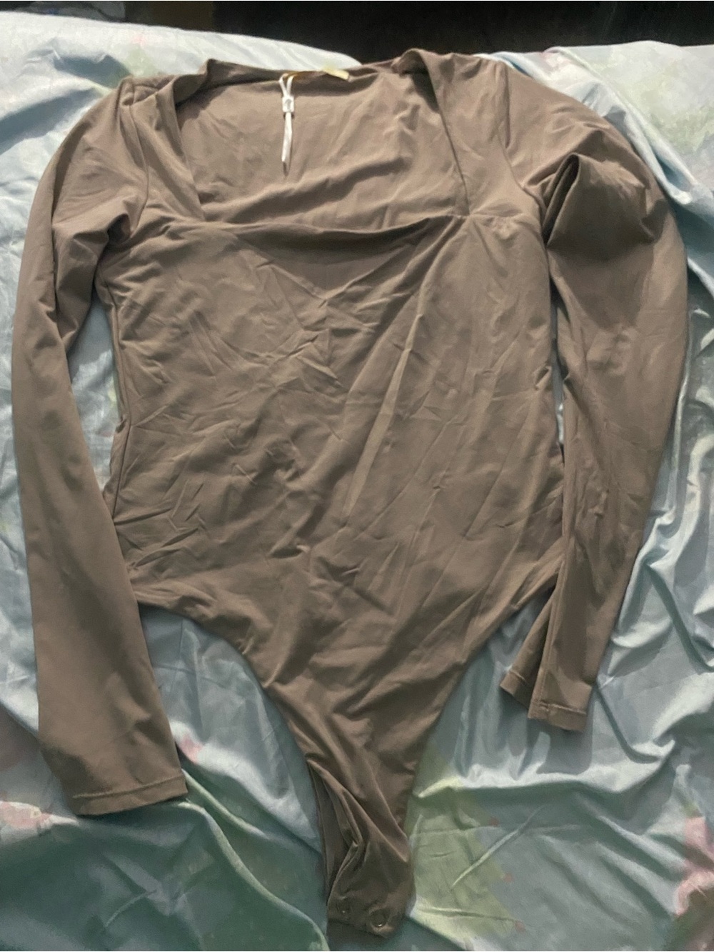 Long-Sleeve Women's Bodysuit in Taupe